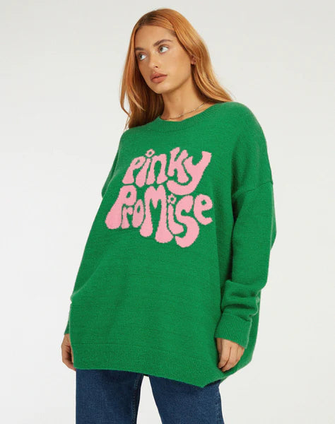 Rosy Days Jumper In Green Pinky Promise